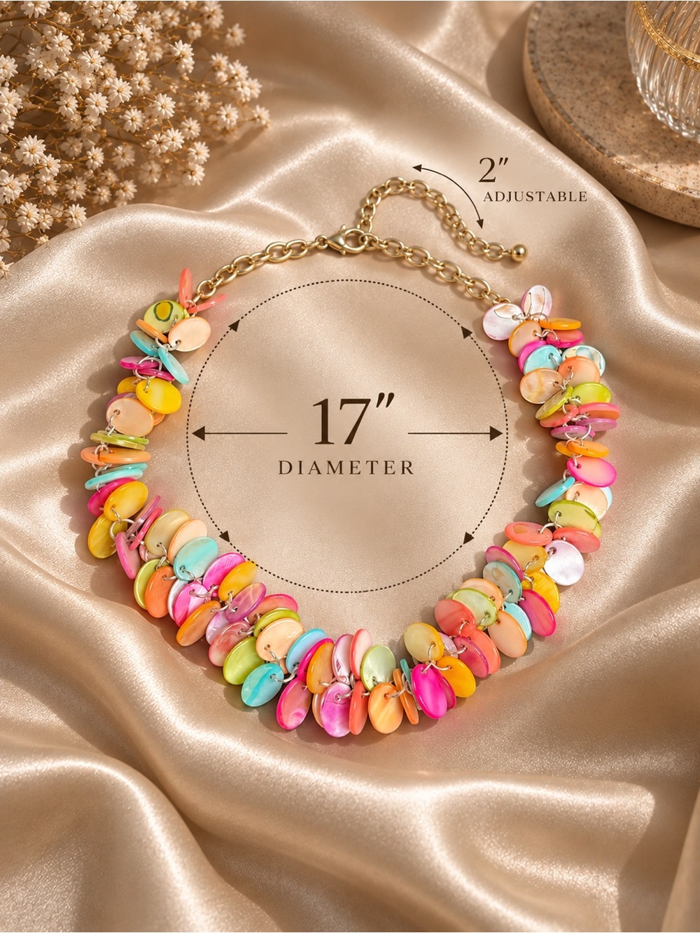 Italian Vintage Colorful Statement Necklace Multicolor Disc Bead Boho Rare